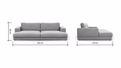 Megasofa Juni - Stoff, Hellgrau