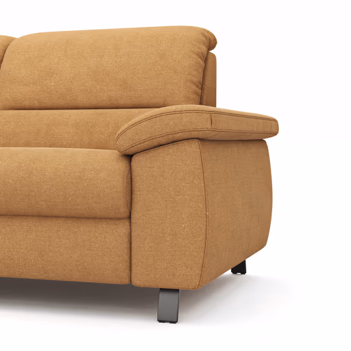 Ecksofa Cornella Classic - Longchair links mit 2-Sitzer, Stoff, Curry