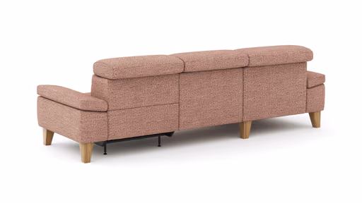 Ecksofa Hudson - Longchair links mit 2,5-Sitzer, inkl. Kopfteil/Armlehne verstellbar und Relaxfunktion (motorisch), Stoff, Kupfer