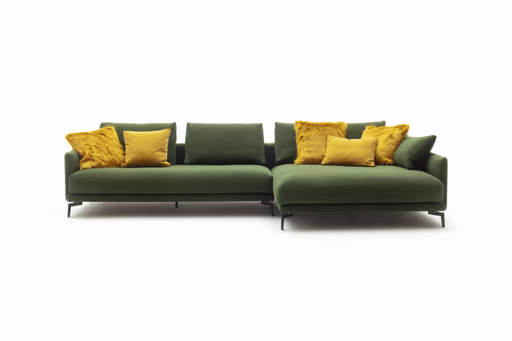 Ecksofa Cuneo - 2,5-Sitzer, Longchair rechts, Stoff, Grün