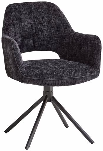 Armlehnstuhl - drehbar, Stoff, Schwarz