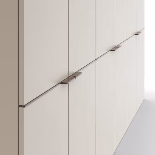 Drehtürenschrank Matera - BHT ca. 301x235x60 cm, Lack Matt, Muschelgrau, Griffe Coffee