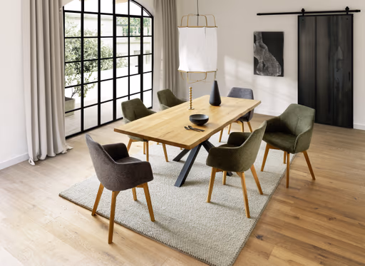 Esstisch - LB ca. 200x100 cm, Wildeiche massiv geölt, Baumkante