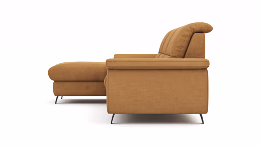 Ecksofa Cornella Classic - Longchair links mit 2-Sitzer, Stoff, Curry