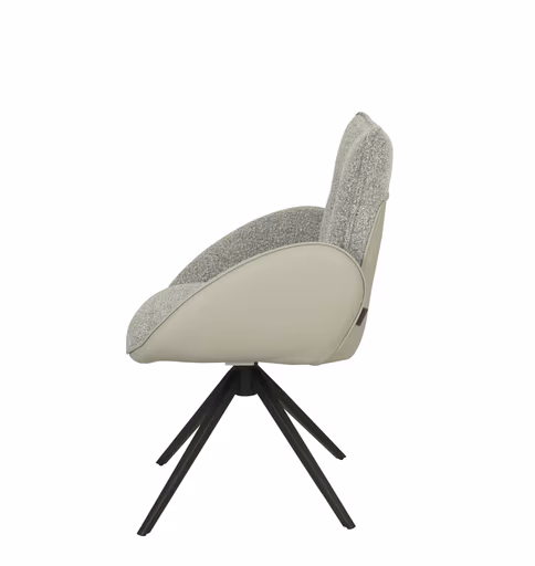 Armlehnstuhl MAURA - drehbar, Stoff, Silberfarben, Latte Macchiato