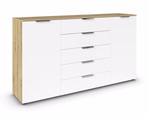 Kommode RIPP- Eiche Dekor, Weiß