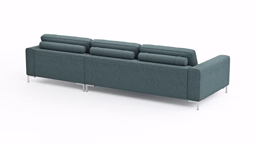 Ecksofa Solano - 2,5-Sitzer mit Longchair Rechts, Boucle, Seablue