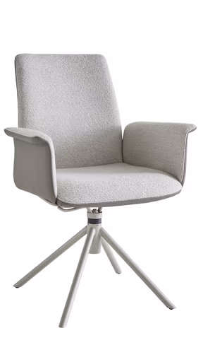 Armlehnstuhl Sedana - drehbar, Leder & Stoff, Grau