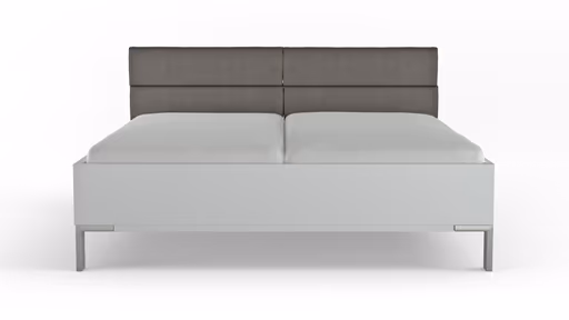 Bett Viana - Liegefläche ca. 180x200 cm, Holzwerkstoff Weiß, Kunstleder Anthrazit