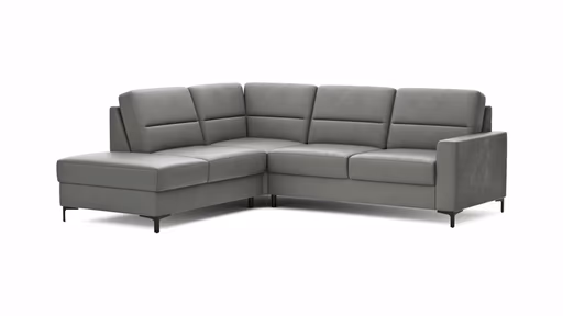 Ecksofa Merlos H. - Ecke links mit 2,5-Sitzer rechts, Leder, Graubraun