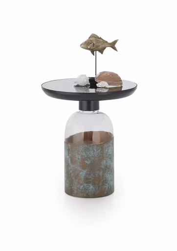 Beistelltisch - Ø/H ca. 50x54 cm, Schwarz, Patina Base