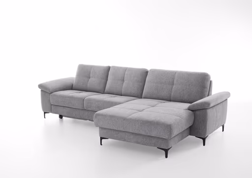 Ecksofa - 2,5-Sitzer mit Longchair rechts, Flachgewebe, Grau
