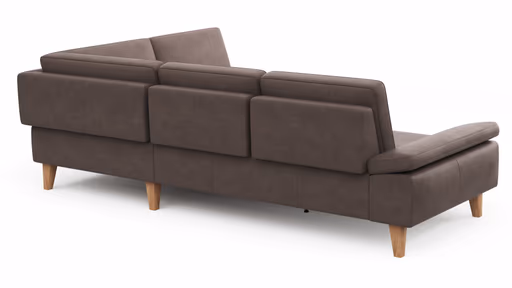 Ecksofa Houston - 2,5-Sitzer, Eckelement und 1-Sitzer mit Abschlussteil rechts,  inkl. Sitztiefenverstellung und Armlehne klappbar, Leder, Dunkelbraun