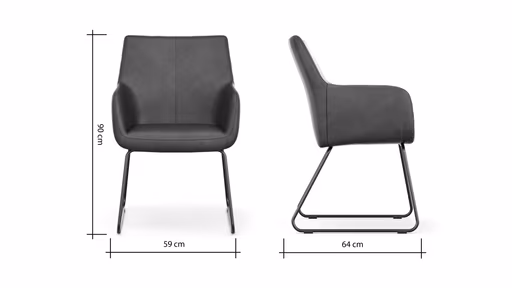 Armlehnstuhl Newcastle - Leder, Anthrazit