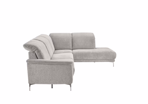 Ecksofa - 3-Sitzer mit Ecke rechts, Kopfteil verstellbar, Stoff, Grau