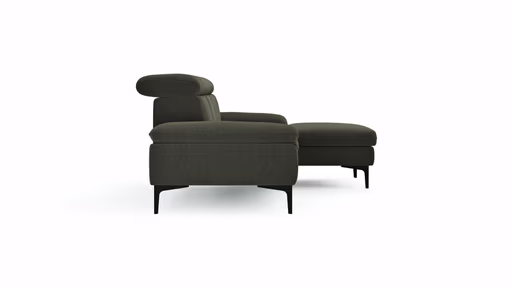 Ecksofa Felipa - 2,5-Sitzer mit Longchair rechts inkl. Kopfteil verstellbar, Stoff, Dunkelgrün