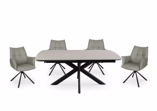 Armlehnstuhl MAKANA - drehbar, Stoff, Hellgrau