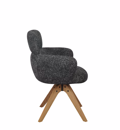 Armlehnstuhl MANJA - drehbar, Stoff, Graublau