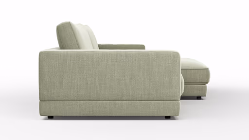 Ecksofa Juni - 1,5-Sitzer mit Longchair rechts, Stoff, Lindgrün