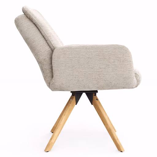 Armlehnstuhl Evania - Dreh und Relax-Funktion, niedriger Rücken, Stoff, Ecru