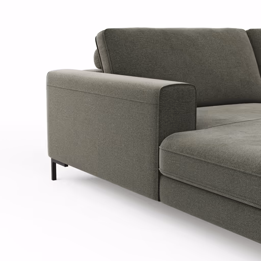 Wohnlandschaft Solano - Longchair Links, 2-Sitzer, Ecke Rechts, Stoff, Dunkelgrün