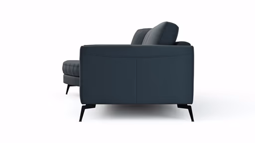 Ecksofa Oviedo - Ecke links mit 2-Sitzer, Leder, Dunkelblau