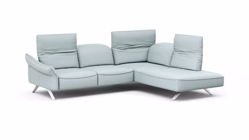 Ecksofa Bormio - 2,5-Sitzer, Ecke rechts, inklusive Kopfteilverstellung, Leder, Jade