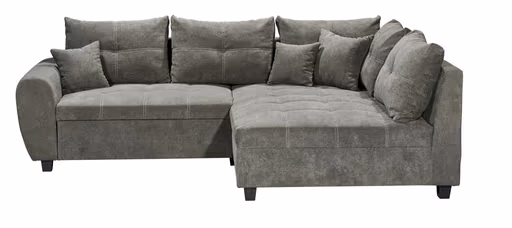 Ecksofa - 1,5-Sitzer, Ecke rechts, Schlaffunktion, Microvelour Steingrau