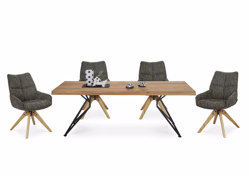 Armlehnstuhl MATTEA - drehbar, Stoff, Dunkelbraun