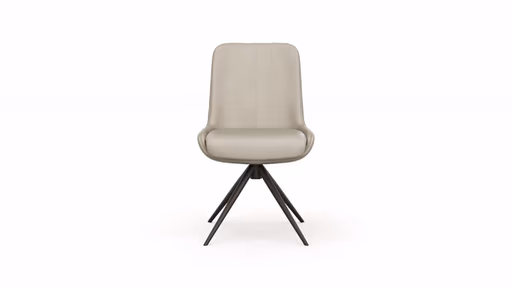 Stuhl Mis - Leder, Graubraun, Gestell, Schwarz