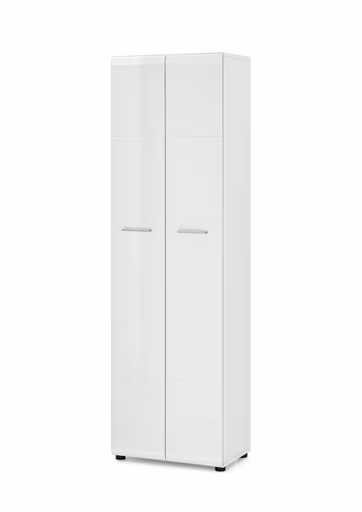 Garderobenschrank- Weiß, Weiß, Hochglanz