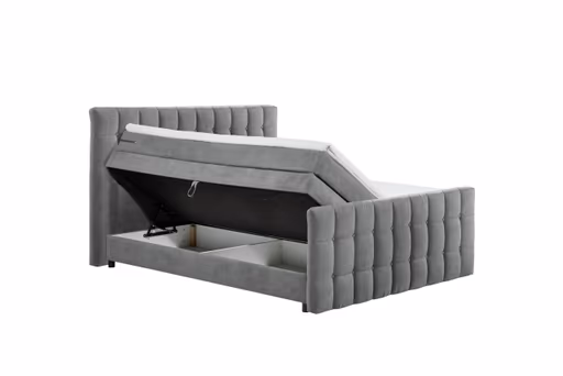 Boxspringbett - Liegefläche ca. 180x200 cm, Stoff, Dunkelgrau