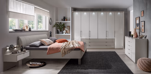 Drehtürenschrank Marbella - B. ca. 296cm, Korpus, Front Glas, Weiß