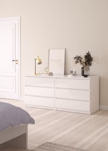 Kommode - B ca. 154 cm, Weiß Hochglanz
