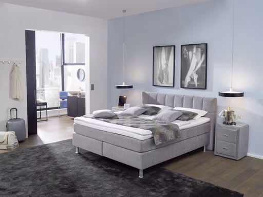 Boxspringbett EM Select - Liegefläche ca. 180x200 cm, Stoff, silber