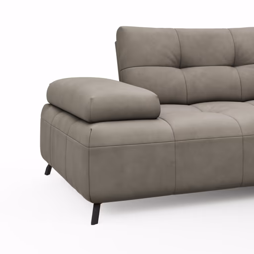 Ecksofa Comodo - 1,5-Sitzer, Longchair rechts, Leder, Taupe