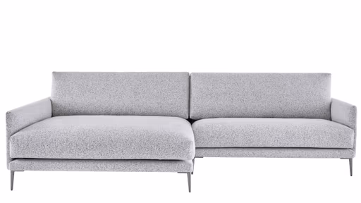 Ecksofa Cuneo Klassik - Longchair links, 2-Sitzer, Stoff, Hellgrau