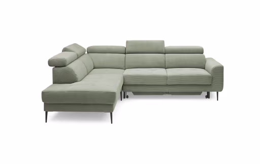 Ecksofa CHARIS - Ecke links, 2-Sitzer inkl. Schlaffunktion und Bettkasten, Microfaser, Olive