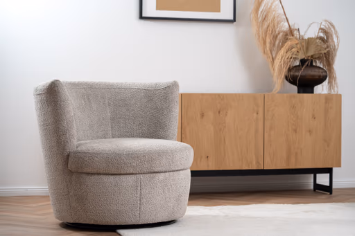 Sessel Cativa -  drehbar, Stoff, Graubeige