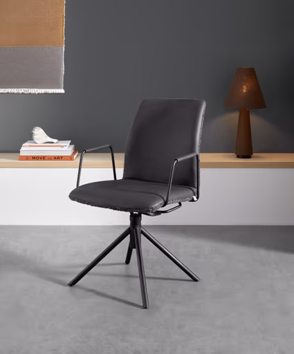 Armlehnstuhl Sedana - drehbar, Stoff, Dunkelgrau