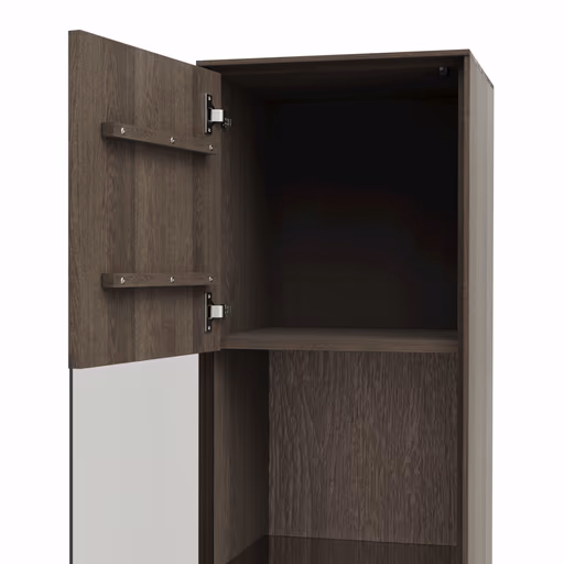 Vitrine Saratoga - links, Buche massiv, silbergrau geölt