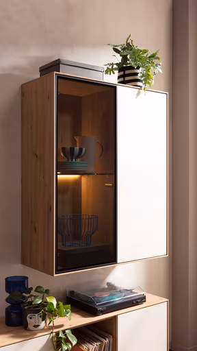 Wohnwand Medio - inkl. Beleuchtung, Melamin, Sand