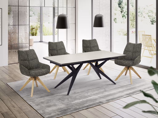 Armlehnstuhl MATTEA - drehbar, Stoff, Dunkelbraun