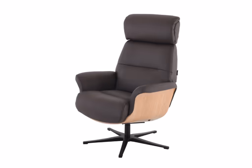 TV-Sessel MOANI mit Hocker - drehbar, Relaxfunktion, Kopfteilverstellung, Leder, Dunkelbraun