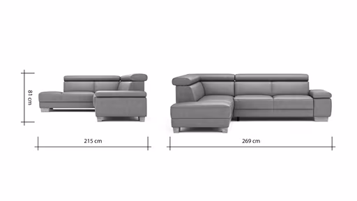 Ecksofa Philadelphia -  Ecke links, 2,5-Sitzer, Kopfteil verstellbar (manuell), Stoff, Braun