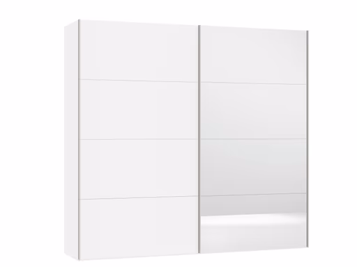 Schwebetürenschrank JOIN IT- B ca. 252 cm., Weiß, Glas, Weis, Spiegel