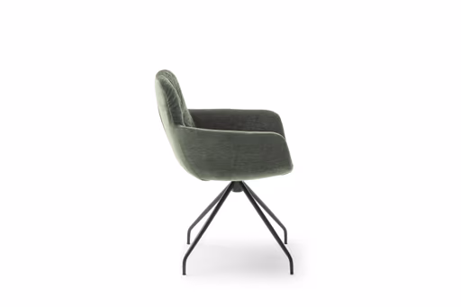 Armlehnstuhl Pelle - Stoff, Eukalyptus, Stativ, Schwarz, Matt, Drehbar