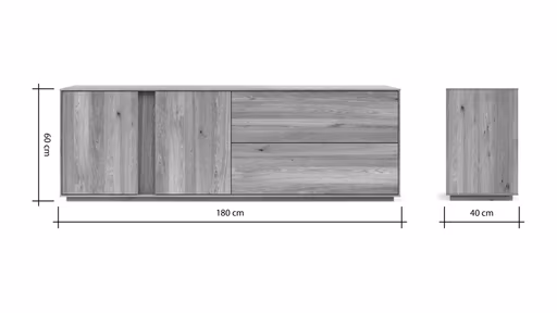 Mediaboard Saratoga - Wildeiche massiv, natur geölt
