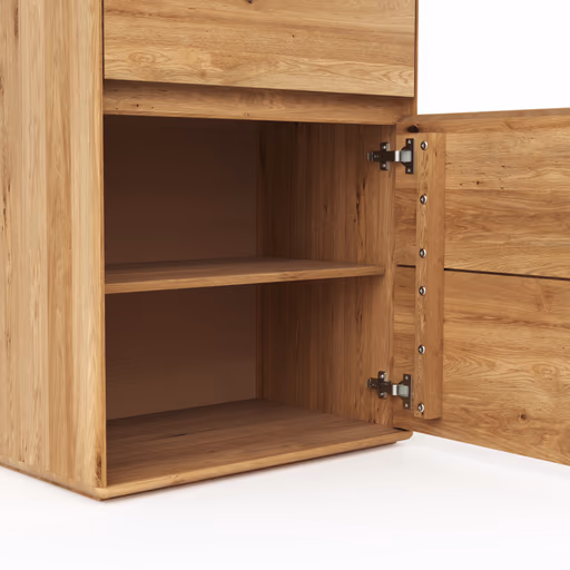 Vitrine Hillsboro - inkl. Beleuchtung, Anschlag rechts, Wildeiche natur, geölt