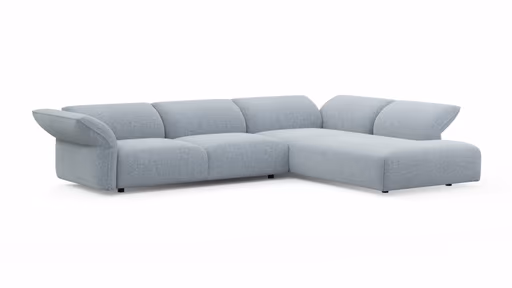 Ecksofa Motone - 2,5-Sitzer mit Ecke rechts, Stoff, Hellblau